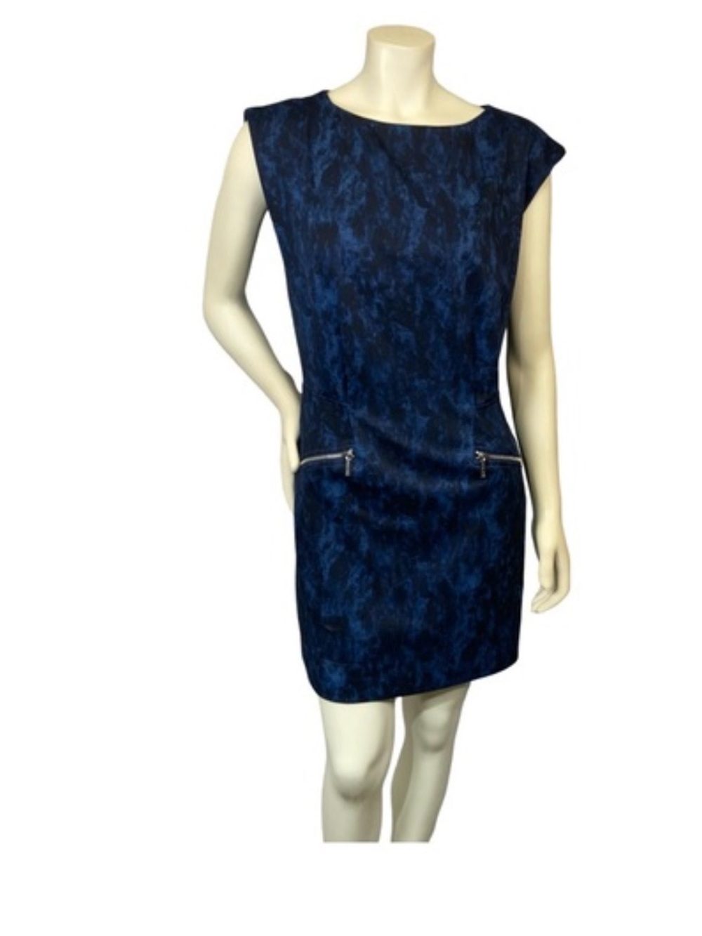 MICHAEL Michael Kors Navy Textured Cap-Sleeve Shift Dress